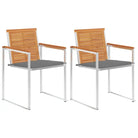 Tuinstoelen van massief acaciahout en roestvrij staal voor buiten gebruik - Grijs / 2 - Tuinstoelen