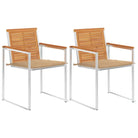 Tuinstoelen van massief acaciahout en roestvrij staal voor buiten gebruik - Beige / 2 - Tuinstoelen