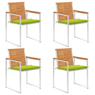Tuinstoelen van massief acaciahout en roestvrij staal voor buiten gebruik - Heldergroen / 4 - Tuinstoelen