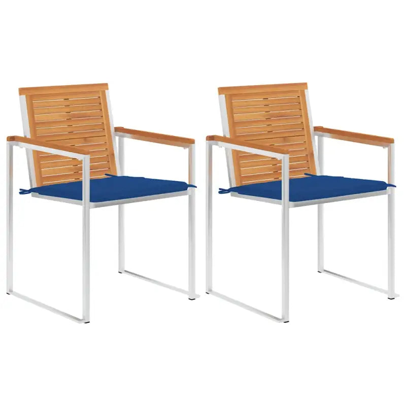 Tuinstoelen van massief acaciahout en roestvrij staal voor buiten gebruik - koningsblauw / 2 - Tuinstoelen