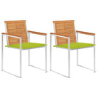 Tuinstoelen van massief acaciahout en roestvrij staal voor buiten gebruik - Heldergroen / 2 - Tuinstoelen