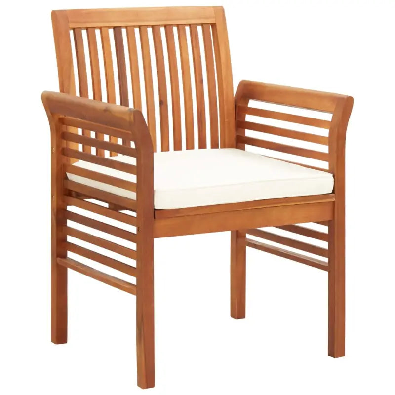 Tuinstoelen van massief acaciahout met comfortabele kussens - Crème / 4 - Tuinstoelen