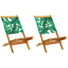 Tuinstoelen van massief acaciahout met gekantelde rugleuning - Bladpatroon / 2 - Tuinstoelen