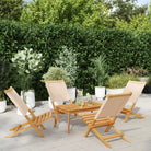 Tuinstoelen van massief acaciahout met gekantelde rugleuning - Beige / 4 - Tuinstoelen