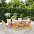 Tuinstoelen van massief acaciahout met gekantelde rugleuning - Beige / 8 - Tuinstoelen
