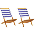 Tuinstoelen van massief acaciahout met gekantelde rugleuning - Blauw en wit / 2 - Tuinstoelen