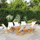 Tuinstoelen van massief acaciahout met gekantelde rugleuning - Crème / 8 - Tuinstoelen
