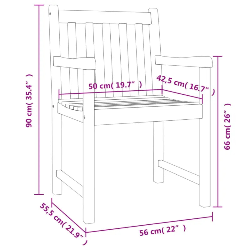 Tuinstoelen van massief acaciahout met gelat ontwerp voor ultiem comfort - Tuinstoelen