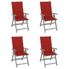 Tuinstoelen van massief acaciahout met greywash afwerking en kussens - Rood / 4 - Tuinstoelen