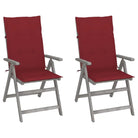 Tuinstoelen van massief acaciahout met greywash afwerking en kussens - Wijnrood / 2 - Tuinstoelen