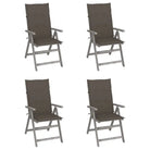Tuinstoelen van massief acaciahout met greywash afwerking en kussens - Taupe / 4 - Tuinstoelen