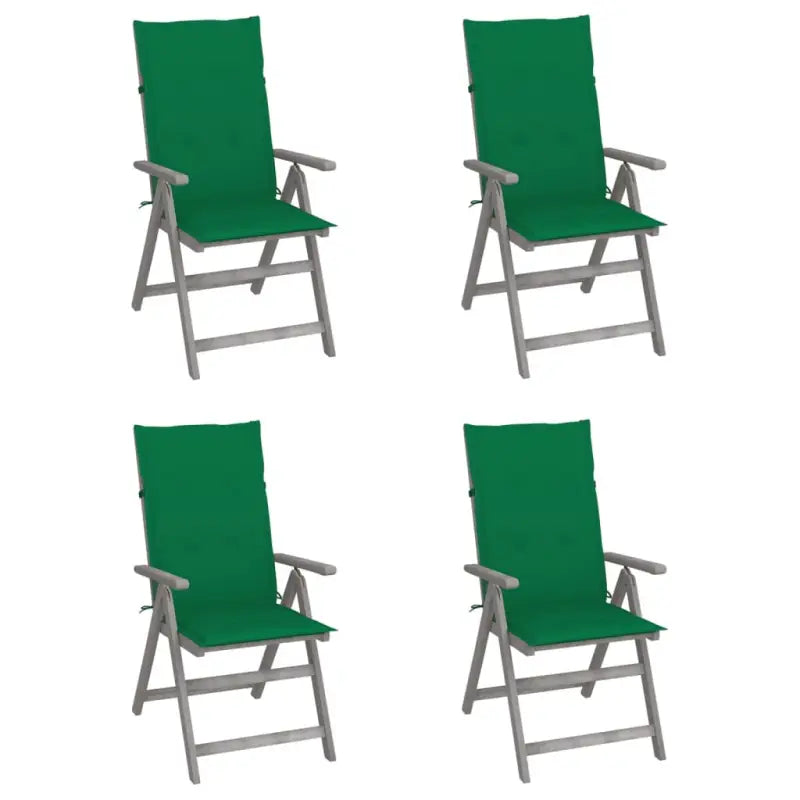 Tuinstoelen van massief acaciahout met greywash afwerking en kussens - Groen / 4 - Tuinstoelen