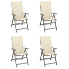 Tuinstoelen van massief acaciahout met greywash afwerking en kussens - Crème / 4 - Tuinstoelen