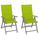 Tuinstoelen van massief acaciahout met greywash afwerking en kussens - Heldergroen / 2 - Tuinstoelen
