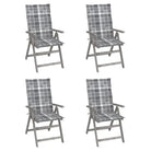Tuinstoelen van massief acaciahout met greywash afwerking en kussens - Grijs ruitpatroon / 4 - Tuinstoelen