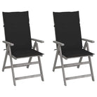 Tuinstoelen van massief acaciahout met greywash afwerking en kussens - Zwart / 2 - Tuinstoelen