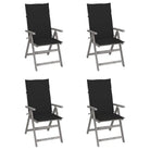 Tuinstoelen van massief acaciahout met greywash afwerking en kussens - Zwart / 4 - Tuinstoelen