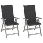 Tuinstoelen van massief acaciahout met greywash afwerking en kussens - Antraciet / 2 - Tuinstoelen