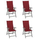 Tuinstoelen van massief acaciahout met greywash afwerking en kussens - Wijnrood / 4 - Tuinstoelen