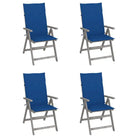 Tuinstoelen van massief acaciahout met greywash afwerking en kussens - koningsblauw / 4 - Tuinstoelen