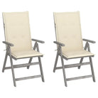 Tuinstoelen van massief acaciahout met greywash afwerking en kussens - Crème / 2 - Tuinstoelen