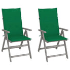 Tuinstoelen van massief acaciahout met greywash afwerking en kussens - Groen / 2 - Tuinstoelen