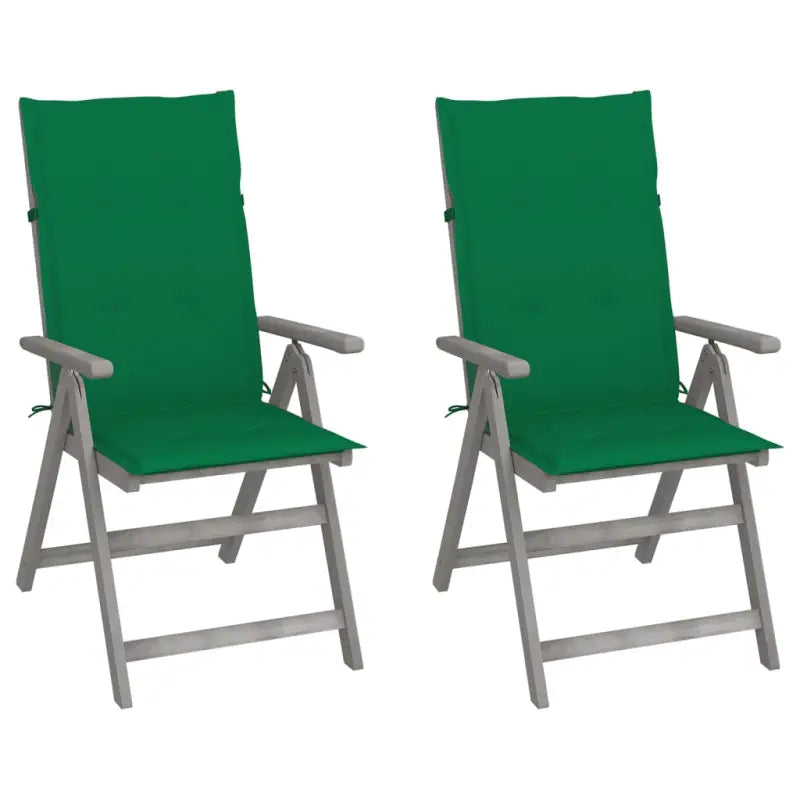 Tuinstoelen van massief acaciahout met greywash afwerking en kussens - Groen / 2 - Tuinstoelen