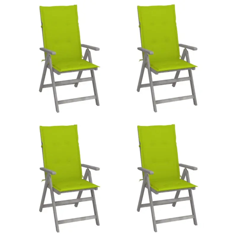 Tuinstoelen van massief acaciahout met greywash afwerking en kussens - Heldergroen / 4 - Tuinstoelen