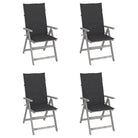 Tuinstoelen van massief acaciahout met greywash afwerking en kussens - Antraciet / 4 - Tuinstoelen