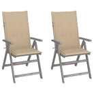 Tuinstoelen van massief acaciahout met greywash afwerking en kussens - Beige / 2 - Tuinstoelen