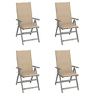 Tuinstoelen van massief acaciahout met greywash afwerking en kussens - Beige / 4 - Tuinstoelen