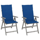 Tuinstoelen van massief acaciahout met greywash afwerking en kussens - koningsblauw / 2 - Tuinstoelen