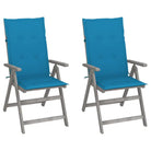 Tuinstoelen van massief acaciahout met greywash afwerking en kussens - Blauw / 2 - Tuinstoelen