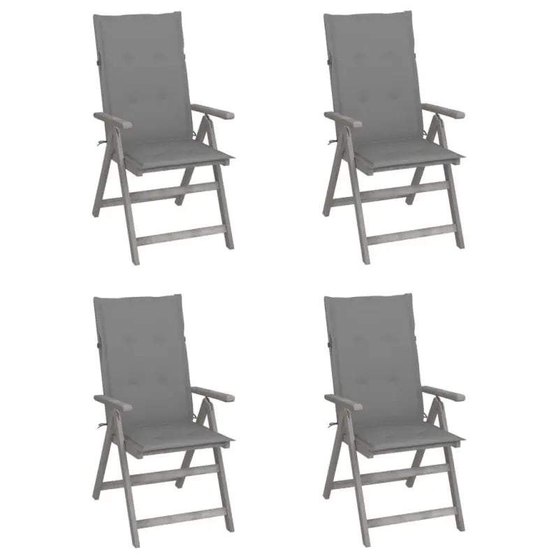 Tuinstoelen van massief acaciahout met greywash afwerking en kussens - Grijs / 4 - Tuinstoelen