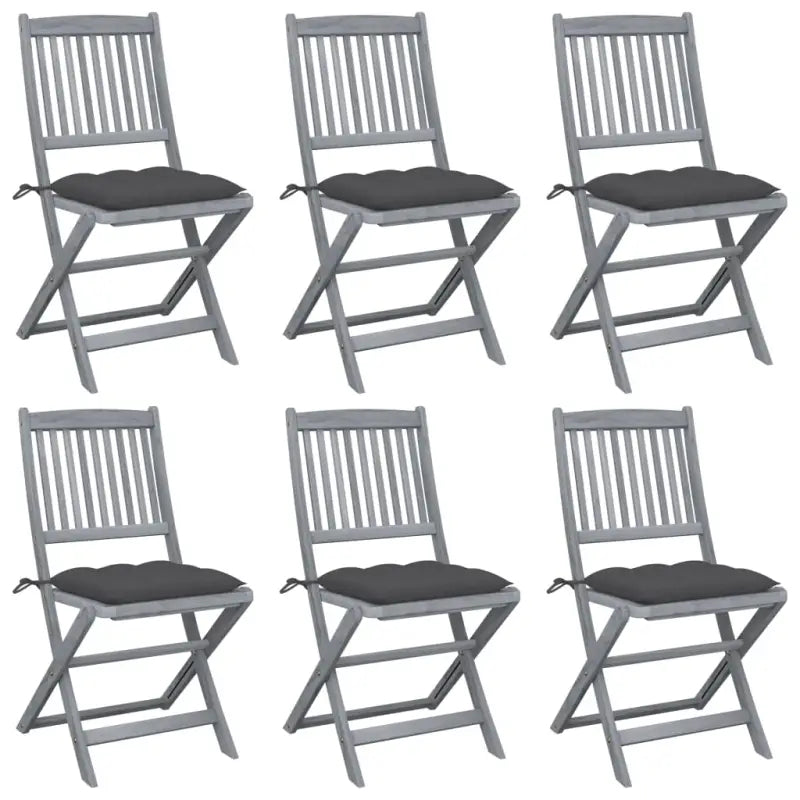 Tuinstoelen van massief acaciahout met kussens voor buiteneten - Antraciet / 6 - Tuinstoelen