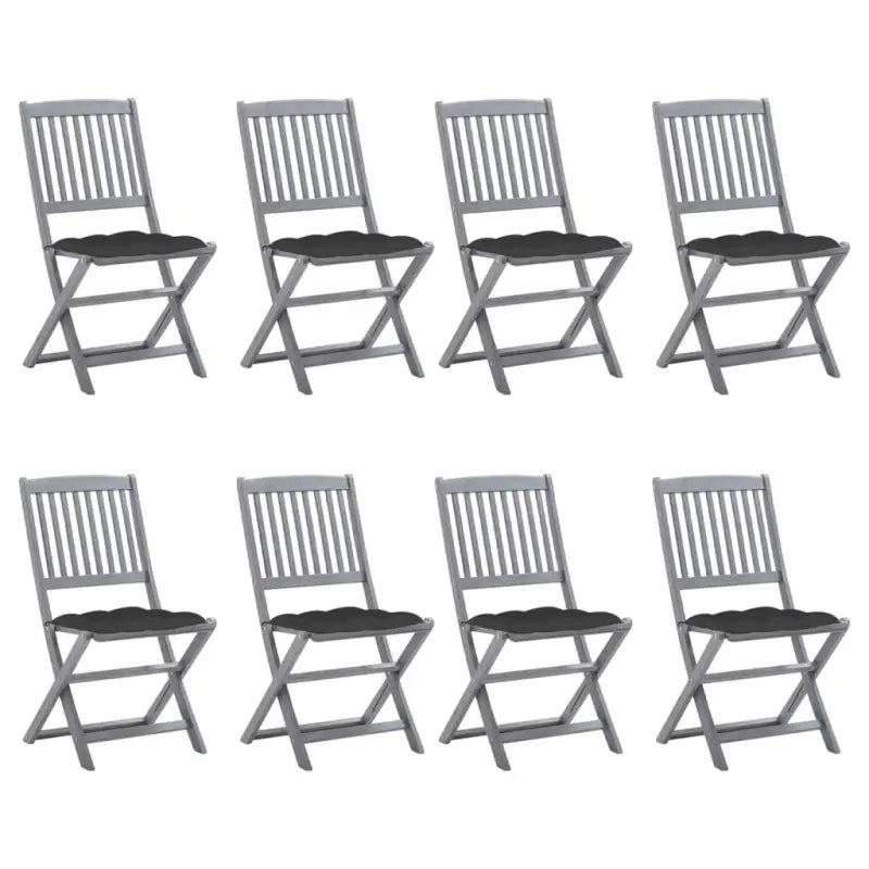 Tuinstoelen van massief acaciahout met kussens voor buiteneten - Antraciet / 8 - Tuinstoelen