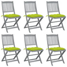 Tuinstoelen van massief acaciahout met kussens voor buiteneten - Heldergroen / 6 - Tuinstoelen