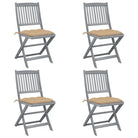 Tuinstoelen van massief acaciahout met kussens voor buiteneten - Beige / 4 - Tuinstoelen