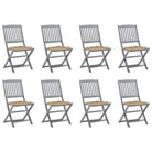 Tuinstoelen van massief acaciahout met kussens voor buiteneten - Beige / 8 - Tuinstoelen