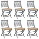 Tuinstoelen van massief acaciahout met kussens voor buiteneten - Beige / 6 - Tuinstoelen