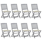 Tuinstoelen van massief acaciahout met kussens voor buiteneten - Crème / 8 - Tuinstoelen