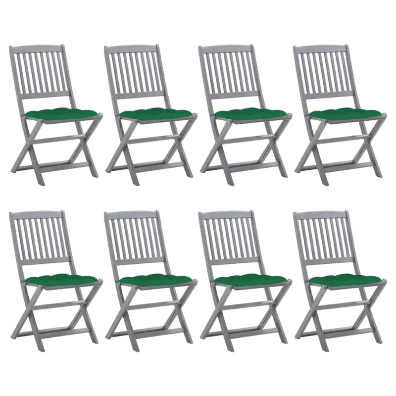 Tuinstoelen van massief acaciahout met kussens voor buiteneten - Groen / 8 - Tuinstoelen