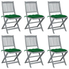 Tuinstoelen van massief acaciahout met kussens voor buiteneten - Groen / 6 - Tuinstoelen