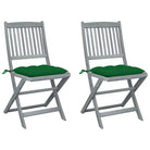 Tuinstoelen van massief acaciahout met kussens voor buiteneten - Groen / 2 - Tuinstoelen
