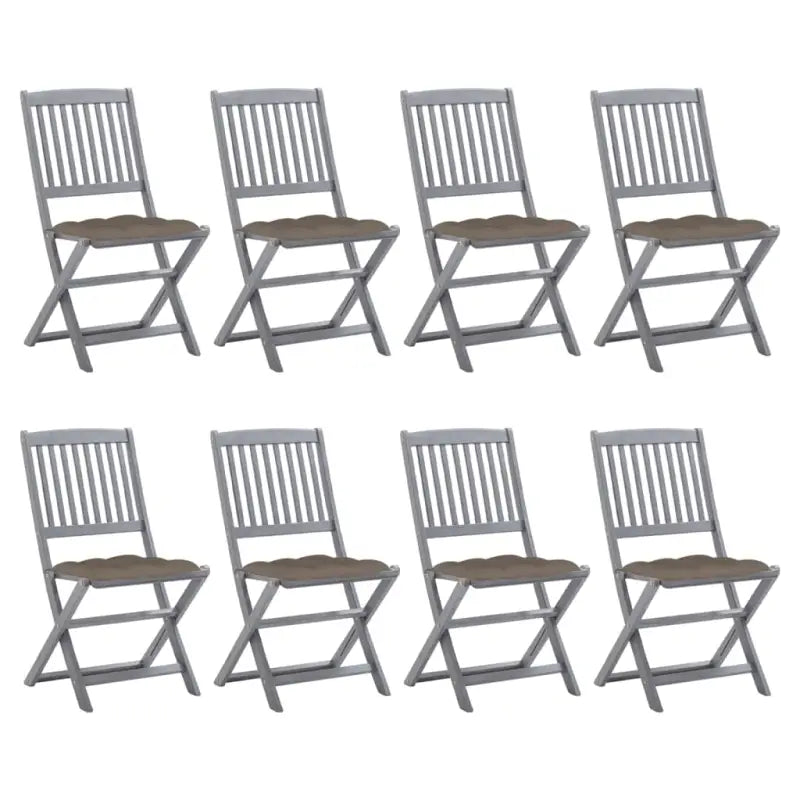 Tuinstoelen van massief acaciahout met kussens voor buiteneten - Taupe / 8 - Tuinstoelen