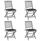 Tuinstoelen van massief acaciahout met kussens voor buiteneten - Taupe / 4 - Tuinstoelen