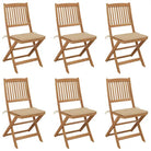 Tuinstoelen van massief acaciahout met kussens voor terras en tuin - Beige / 6 / Zonder armleuning - Tuinstoelen