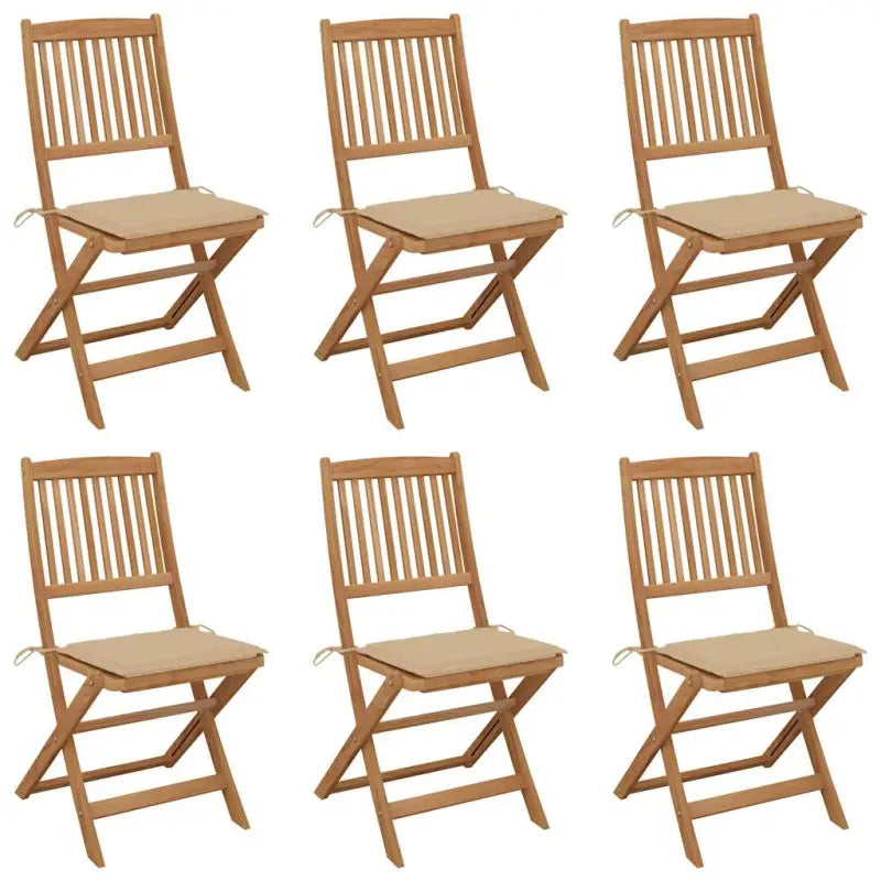 Tuinstoelen van massief acaciahout met kussens voor terras en tuin - Beige / 6 / Zonder armleuning - Tuinstoelen
