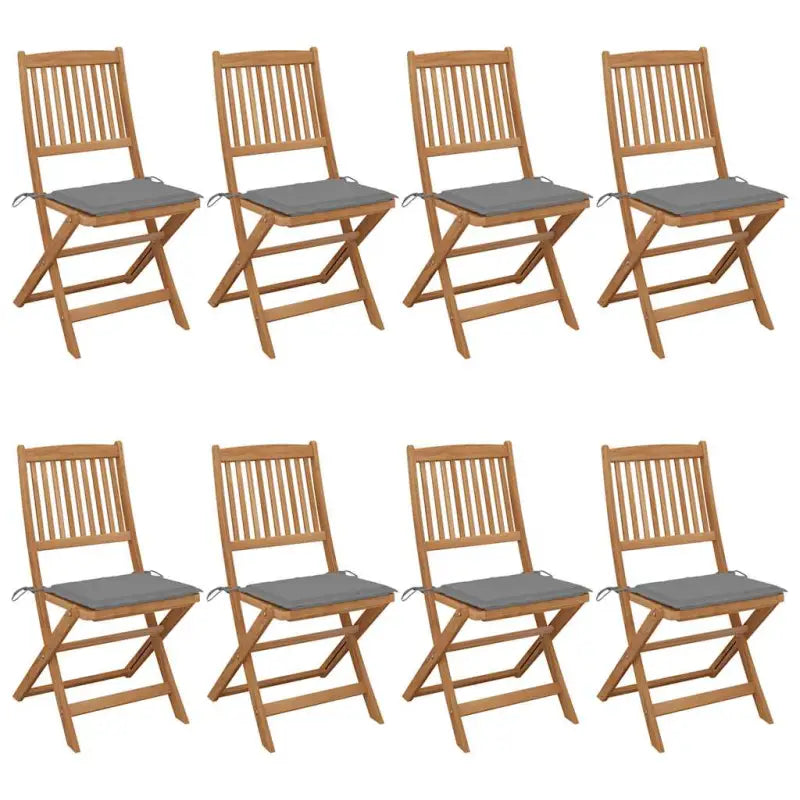 Tuinstoelen van massief acaciahout met kussens voor terras en tuin - Grijs / 8 / Zonder armleuning - Tuinstoelen