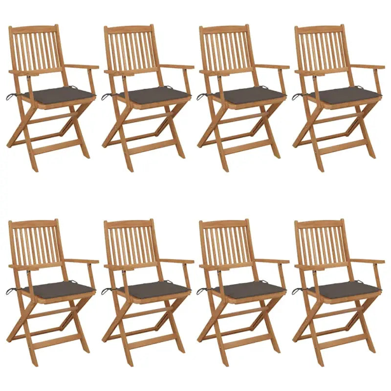 Tuinstoelen van massief acaciahout met kussens voor terras en tuin - Taupe / 8 / Met armleuning - Tuinstoelen